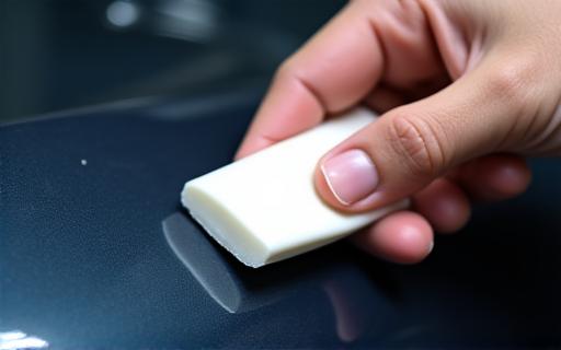 クレイバーで塗装面を滑らかにする手元