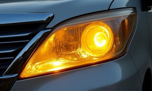 黄ばんで曇ったアルファードのヘッドライト